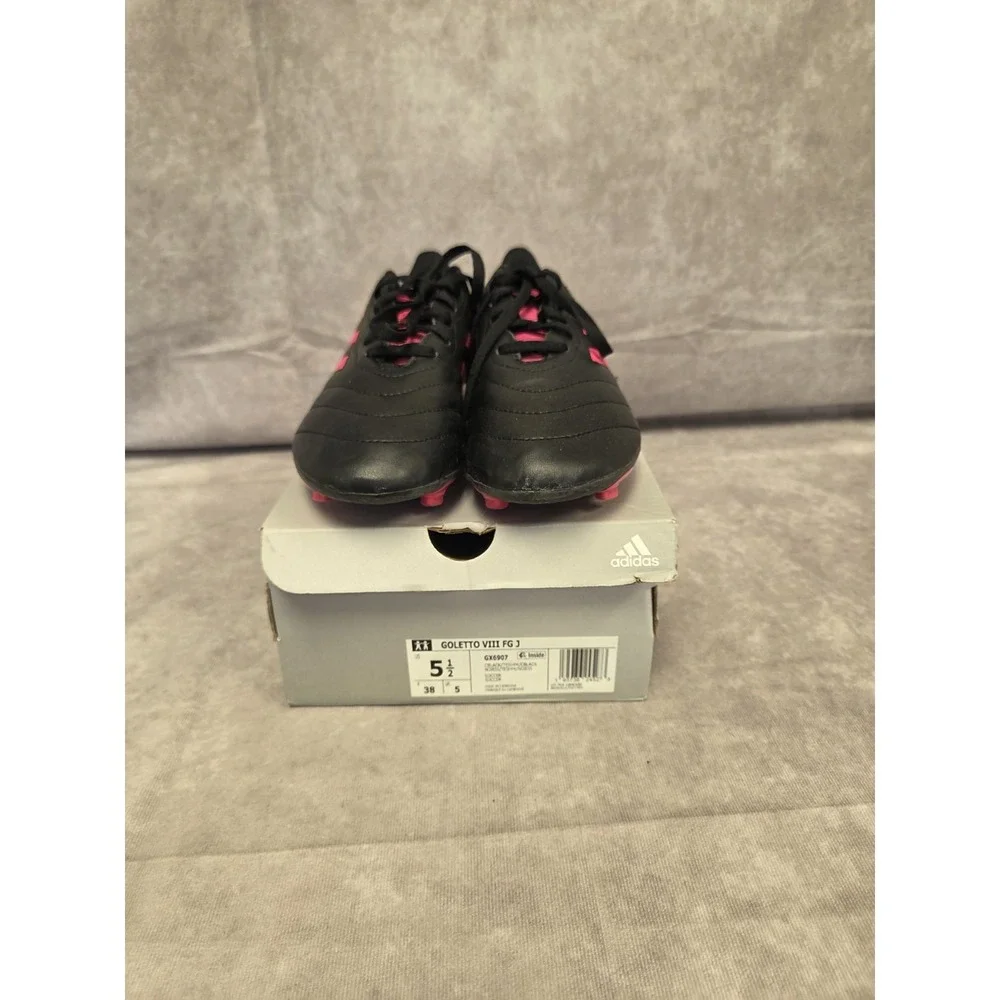 Adidas Girls 5.5 Blk/pnk Cleats Tried On - Picture 3 of 5